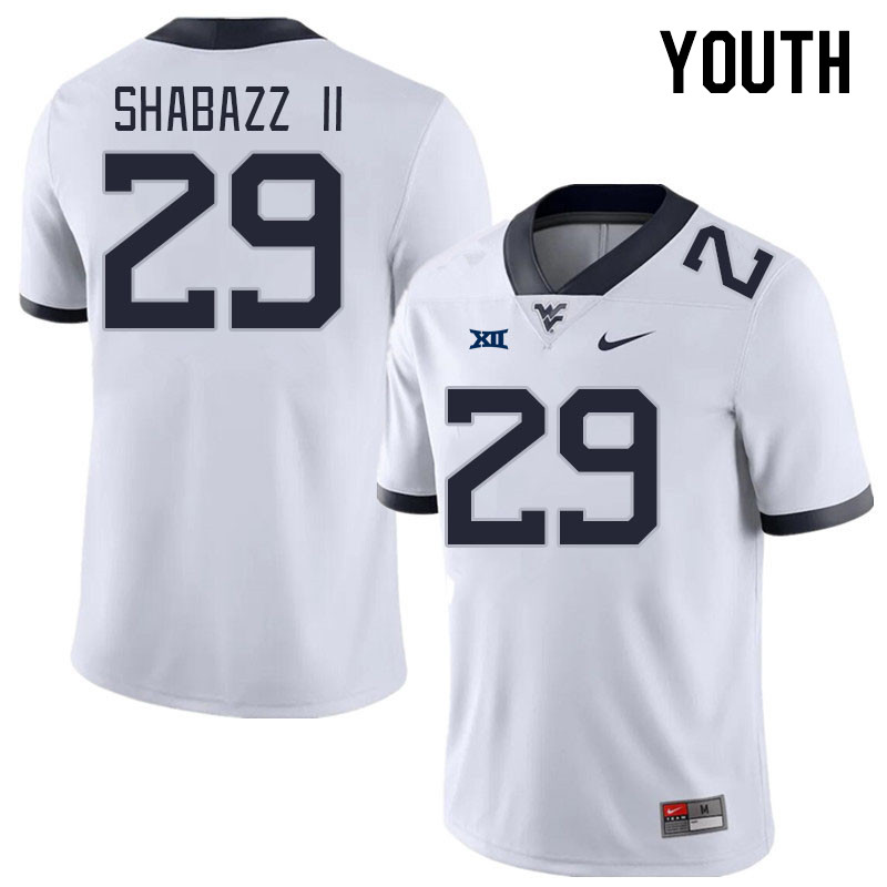Youth #29 Deuce Shabazz II West Virginia Mountaineers College Football Jerseys Stitched Sale-White - Click Image to Close